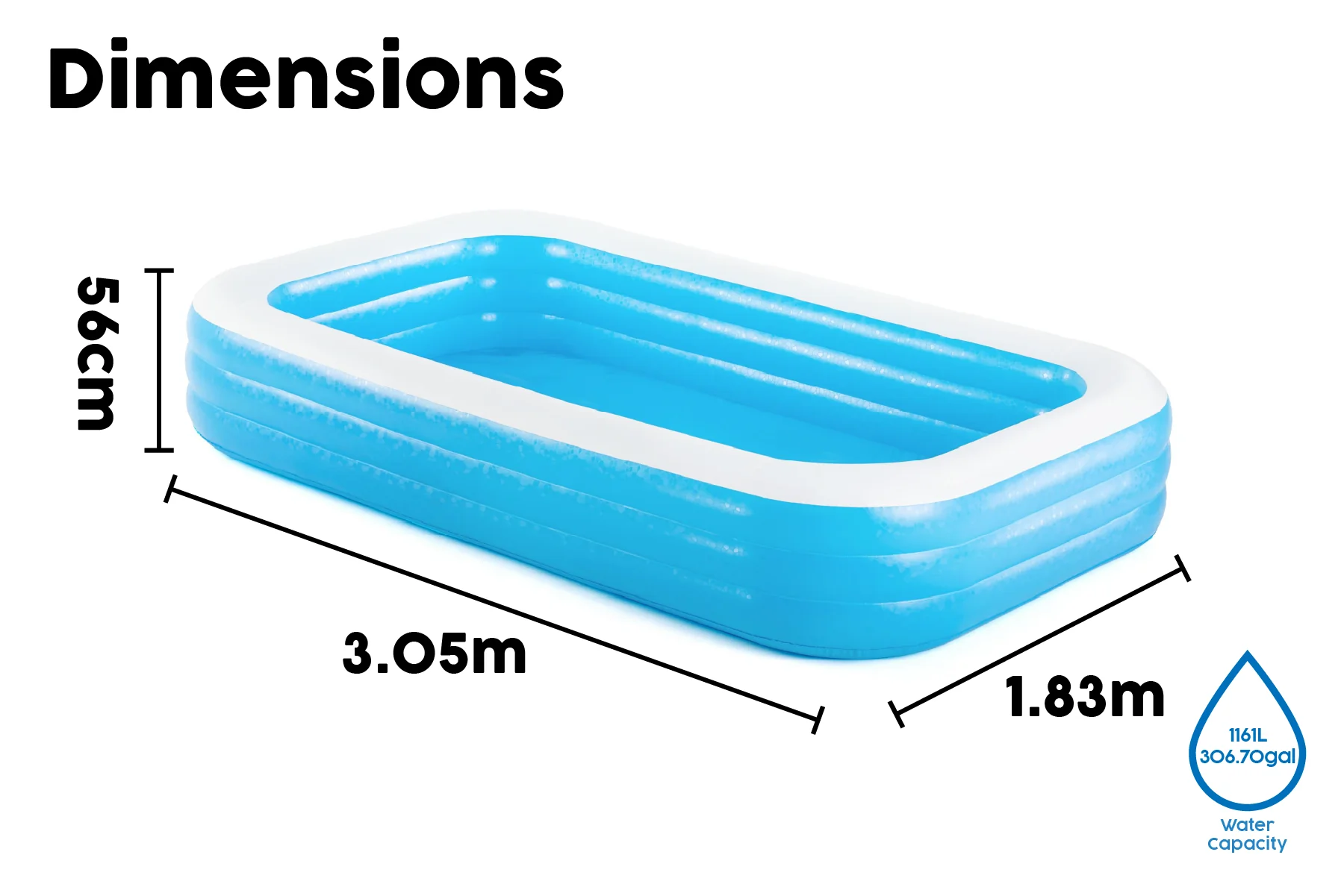 Inflatable Paddling Swimming Pool - 10ft - Image 10