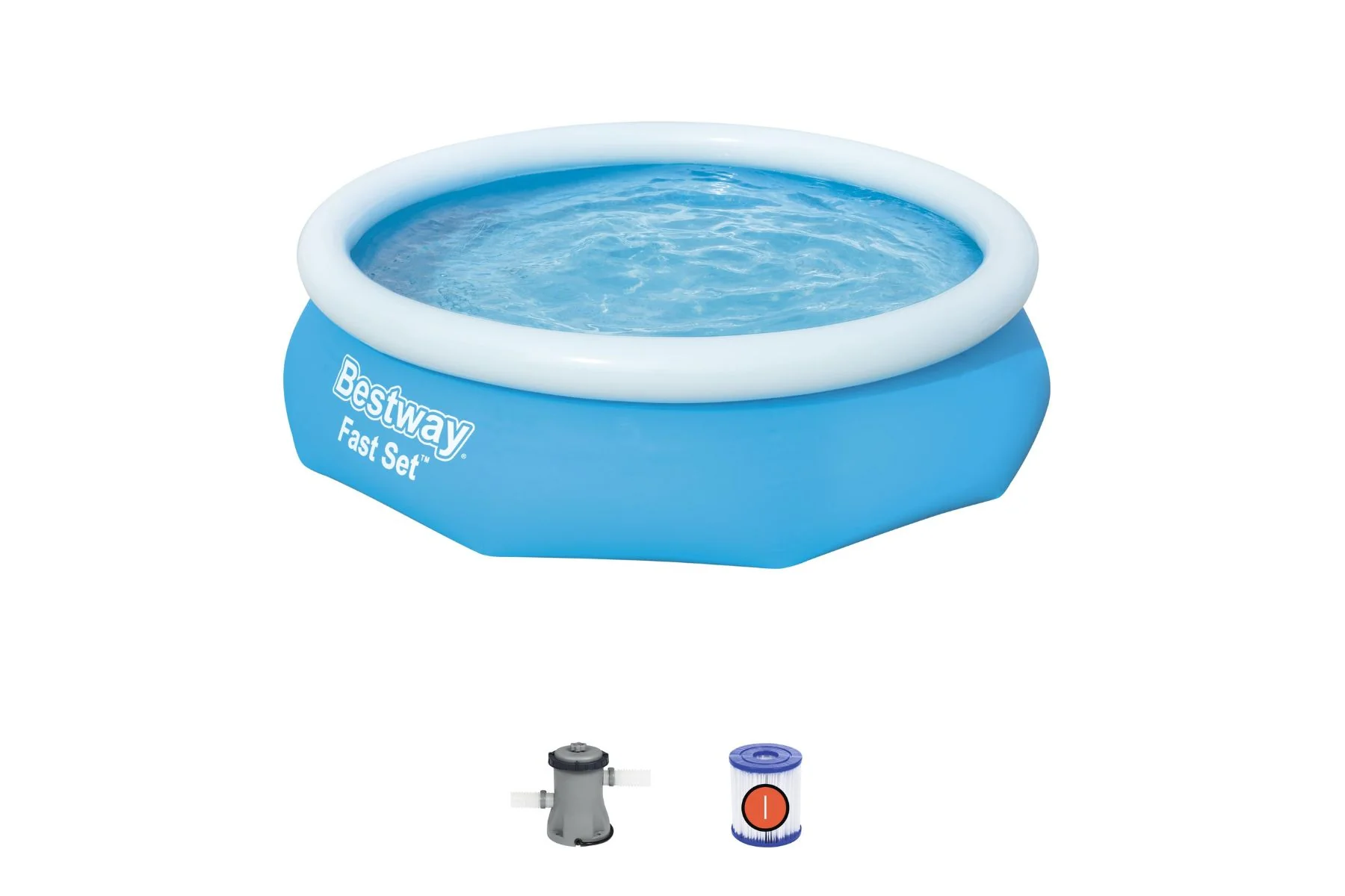 10ft x 30in Blue Round Fast Set Inflatable Above Ground Pool Set - Image 3