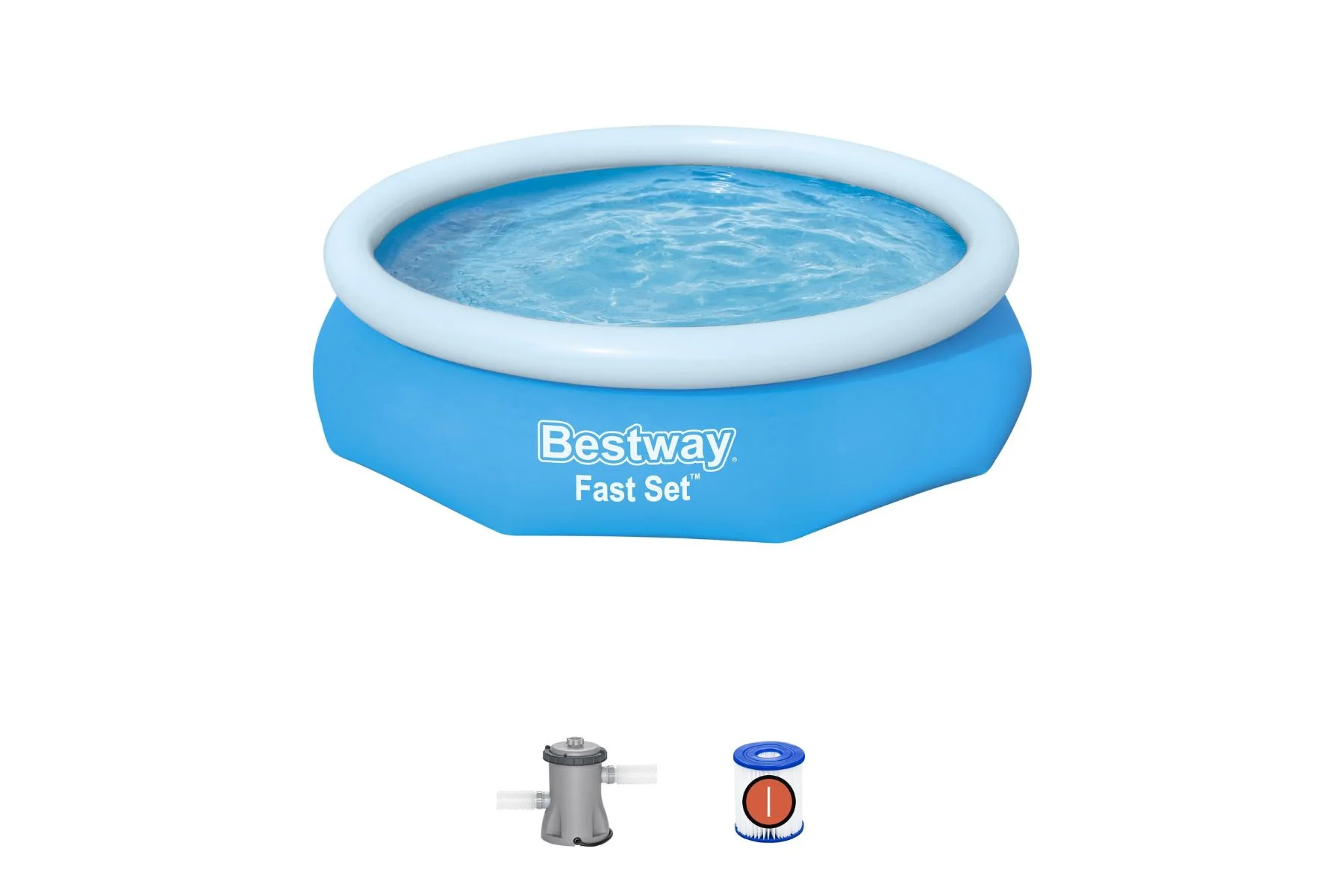 10ft x 30in Blue Round Fast Set Inflatable Above Ground Pool Set - Image 7