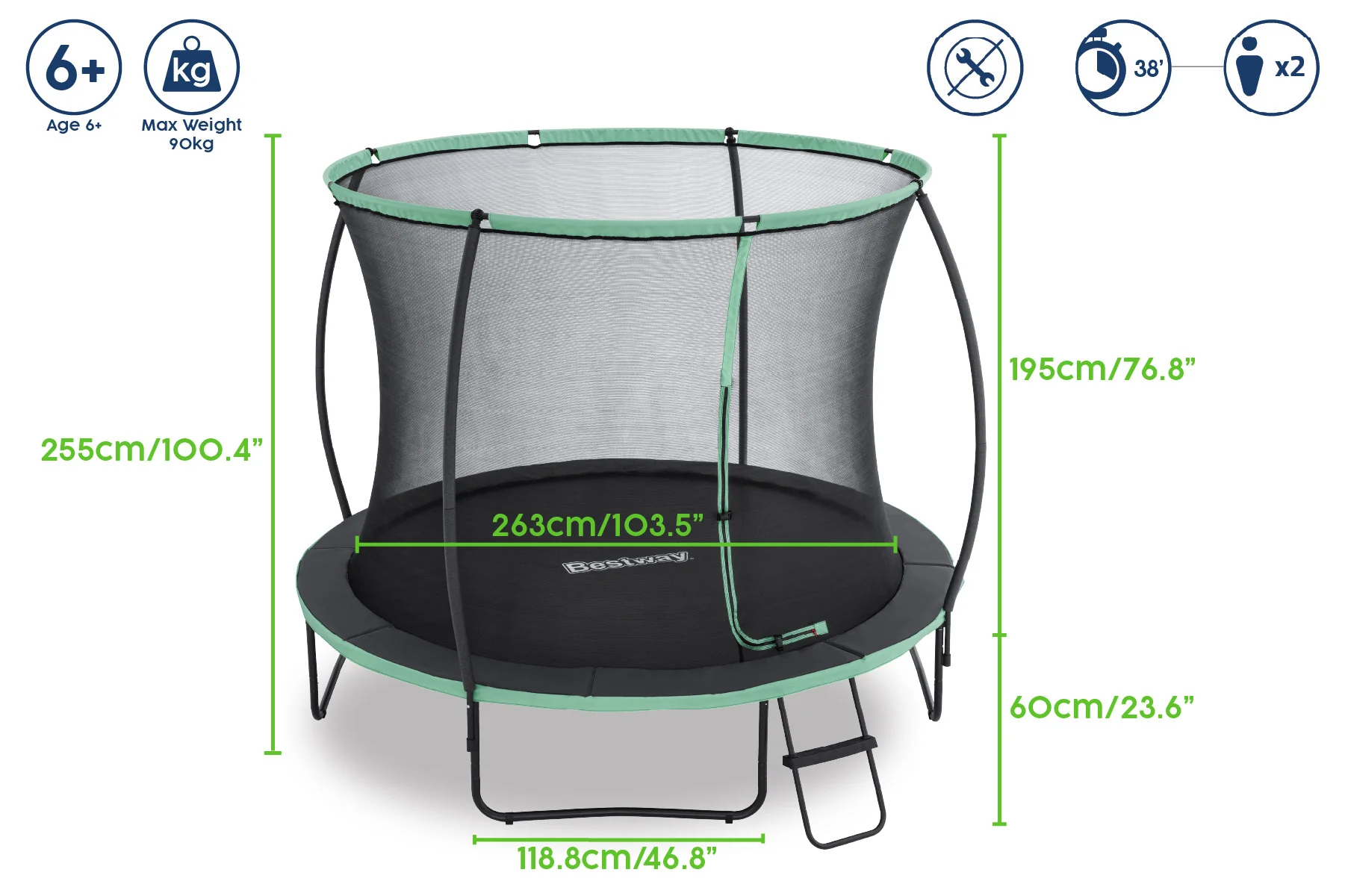 Xtreme Air 10ft Trampoline, Ladder & Enclosure - Image 12