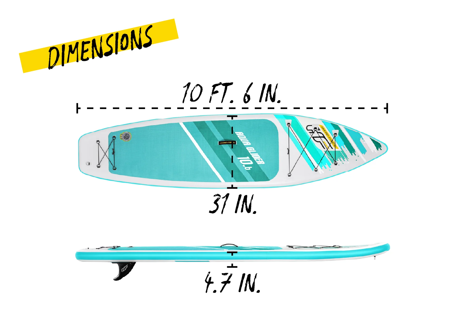 Hydro-Force 10ft 6" Inflatable Paddle Board SUP Set - Aqua Glider - Outlet - Image 9