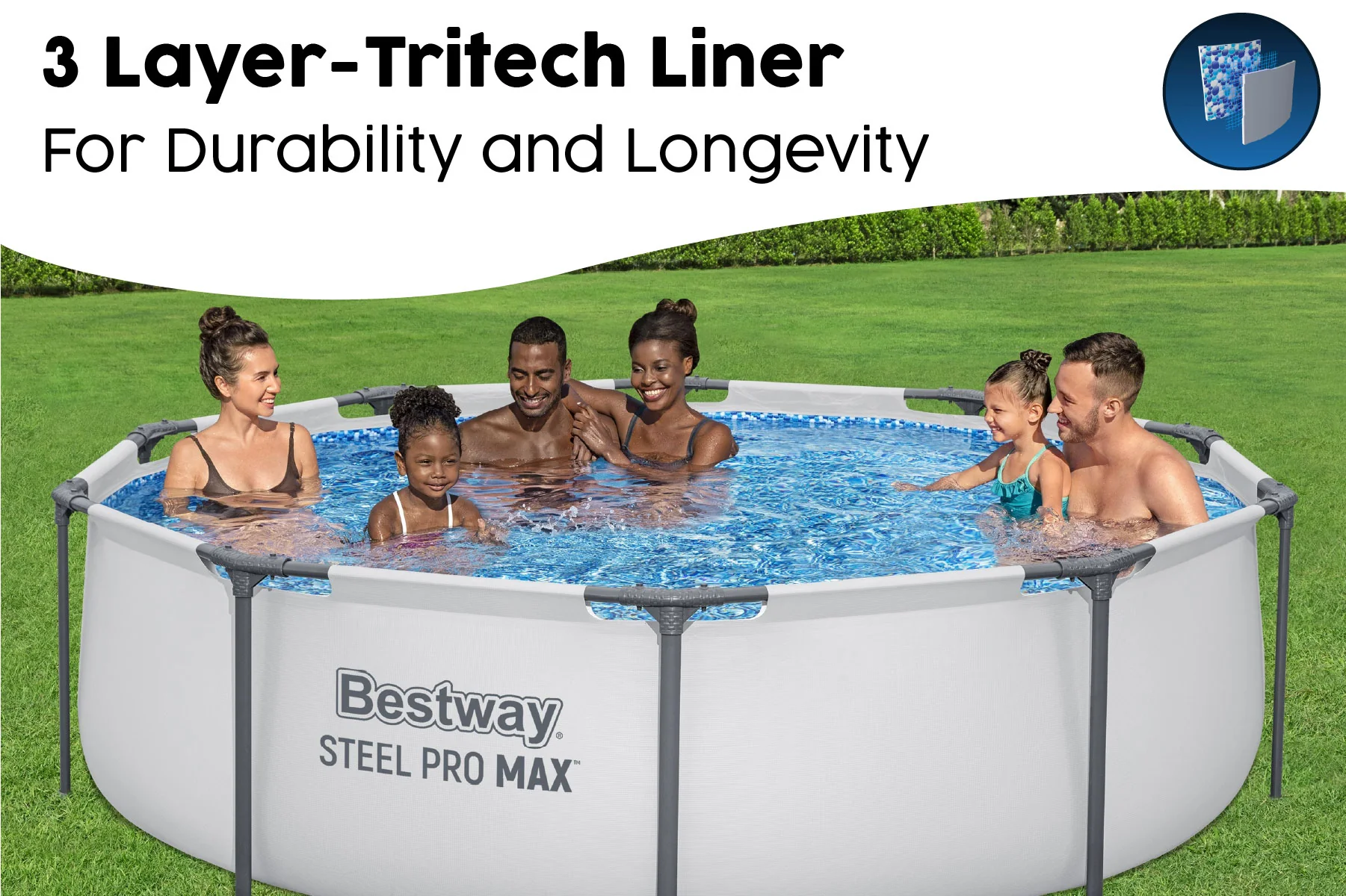 10ft x 30in Grey Round Steel Pro Max Above Ground Pool Set - Image 4