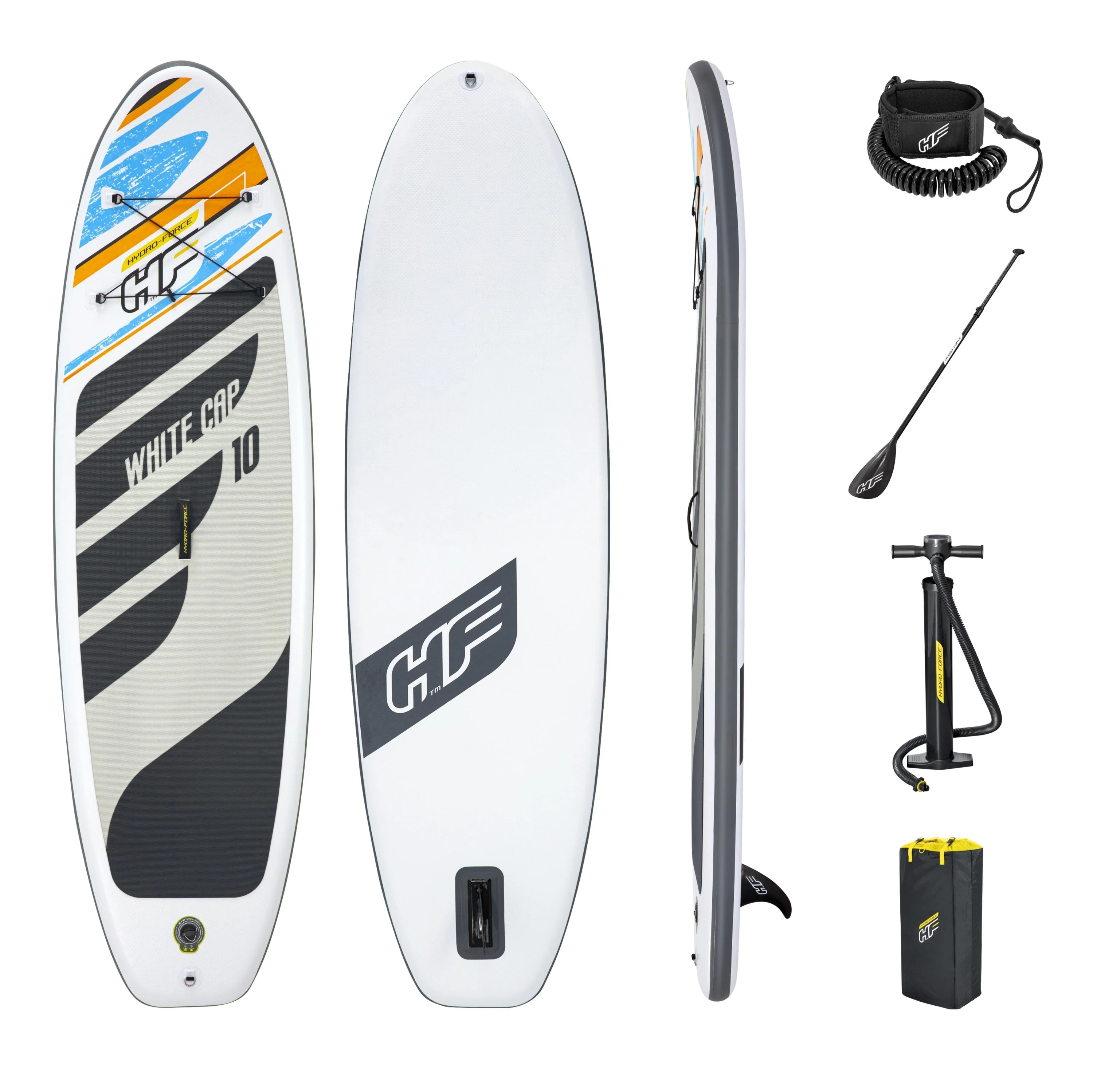 Hydro-Force 10ft Inflatable Paddle Board SUP Set - White Cap - Outlet