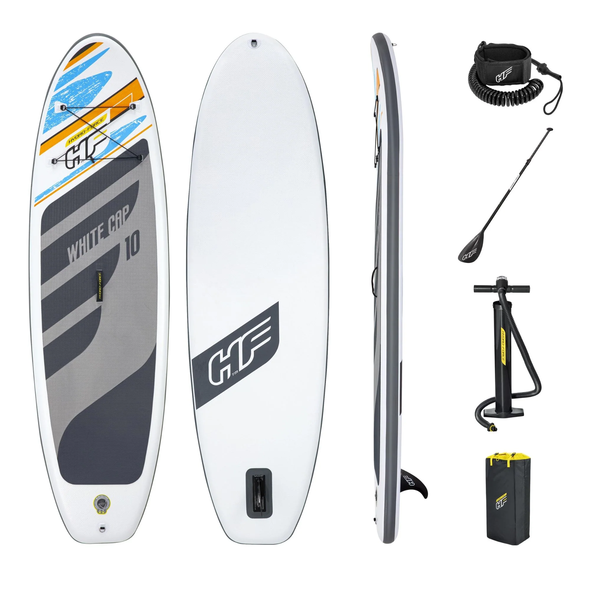 Hydro-Force 10ft Inflatable Paddle Board SUP Set - White Cap - Outlet - Image 3