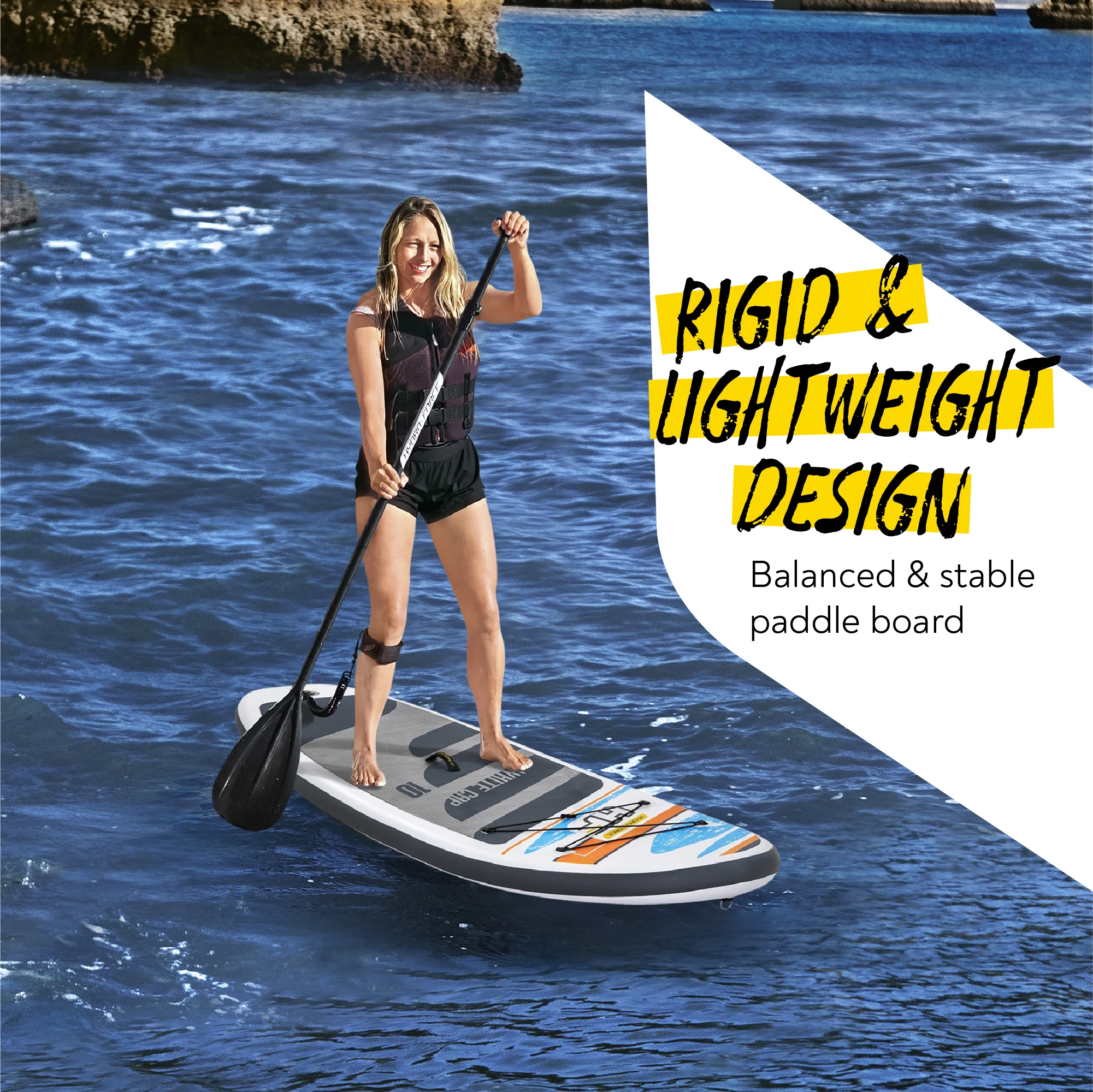 Hydro-Force 10ft Inflatable Paddle Board SUP Set - White Cap - Outlet - Image 5