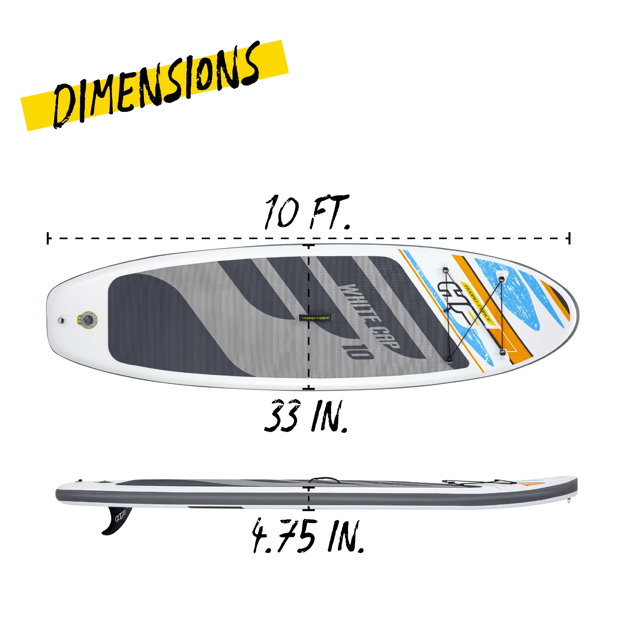 Hydro-Force 10ft Inflatable Paddle Board SUP Set - White Cap - Outlet - Image 9