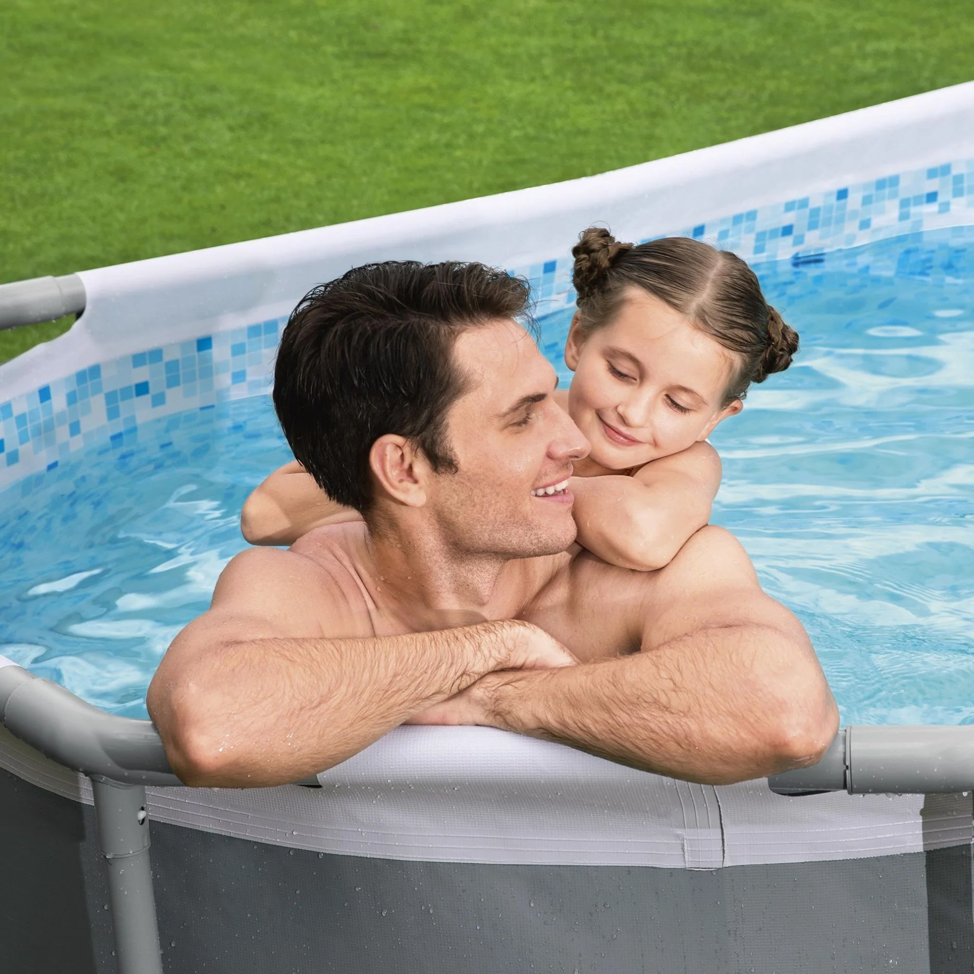 10ft x 33in Dark Grey Oval Power Steel Above Ground Pool Set - Outlet - Image 2