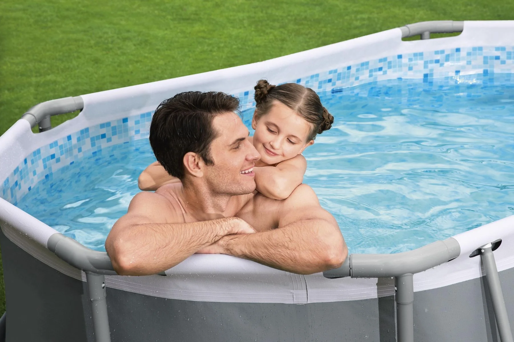 10ft x 33in Dark Grey Oval Power Steel Above Ground Pool Set - Outlet - Image 4
