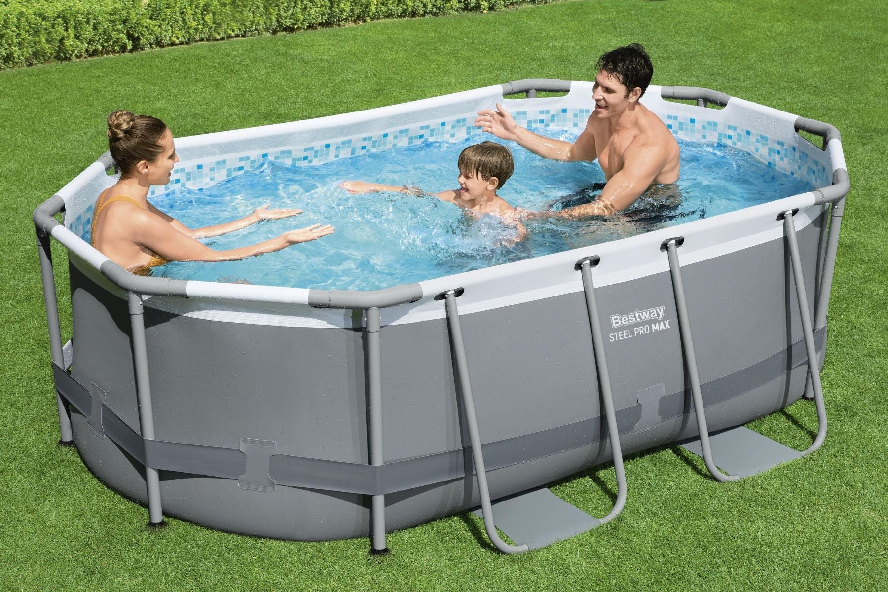 10ft x 33in Dark Grey Oval Power Steel Above Ground Pool Set - Outlet - Image 5