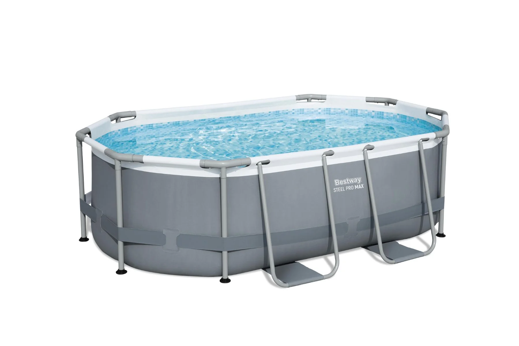 10ft x 33in Dark Grey Oval Power Steel Above Ground Pool Set - Outlet - Image 6