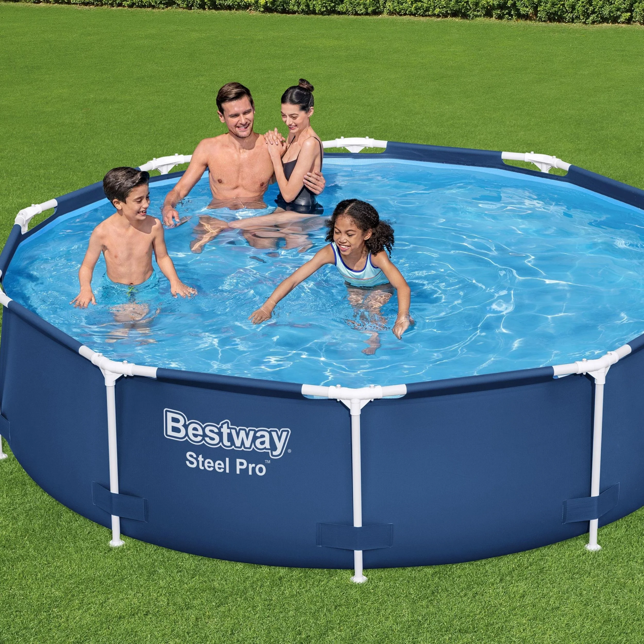 10ft x 30in Navy Blue Round Steel Pro Above Ground Pool Set - Image 2