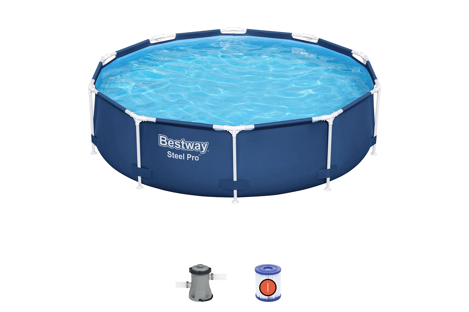 10ft x 30in Navy Blue Round Steel Pro Above Ground Pool Set - Image 3