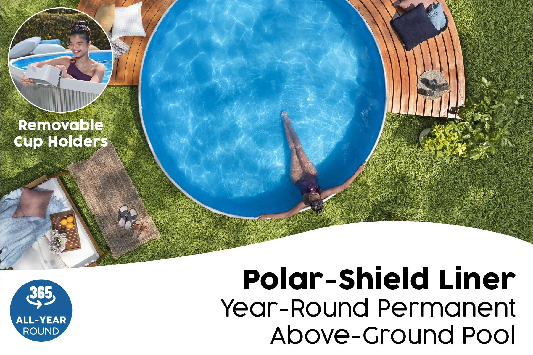 10ft x 24in Grey Round TANX Above Ground Stock Tank Pool Set - Image 5