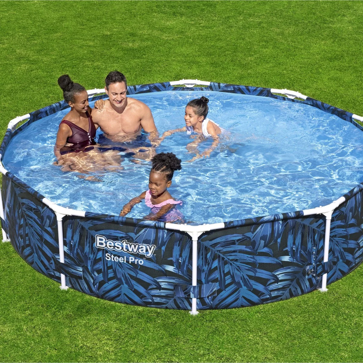 10ft x 26in Leaf Print Round Steel Pro Above Ground Pool - Image 2
