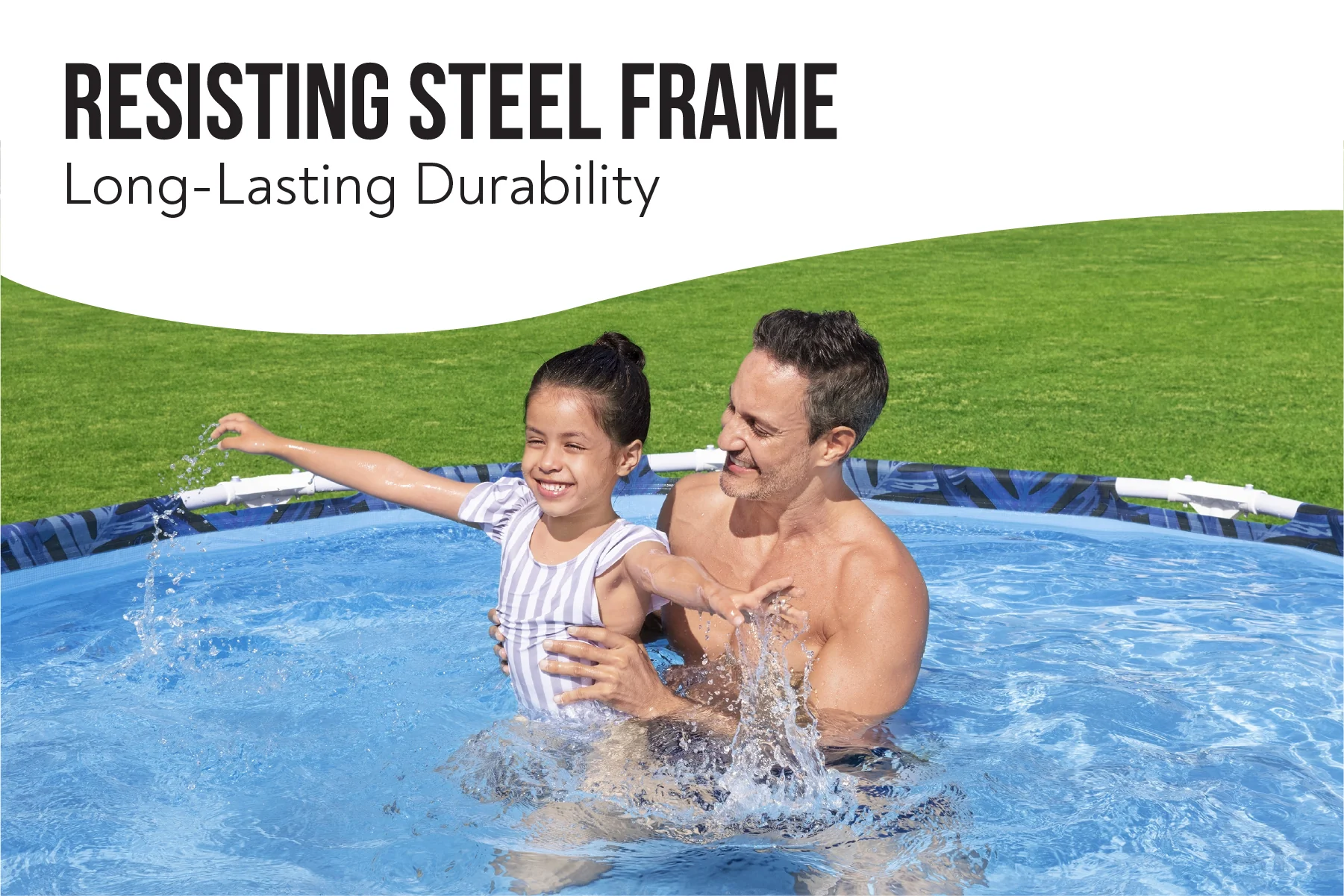 10ft x 26in Leaf Print Round Steel Pro Above Ground Pool - Image 5