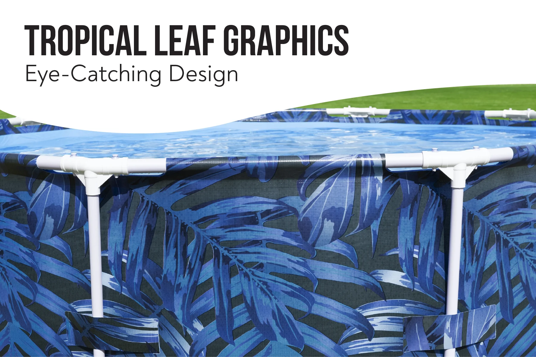 10ft x 26in Leaf Print Round Steel Pro Above Ground Pool - Image 6