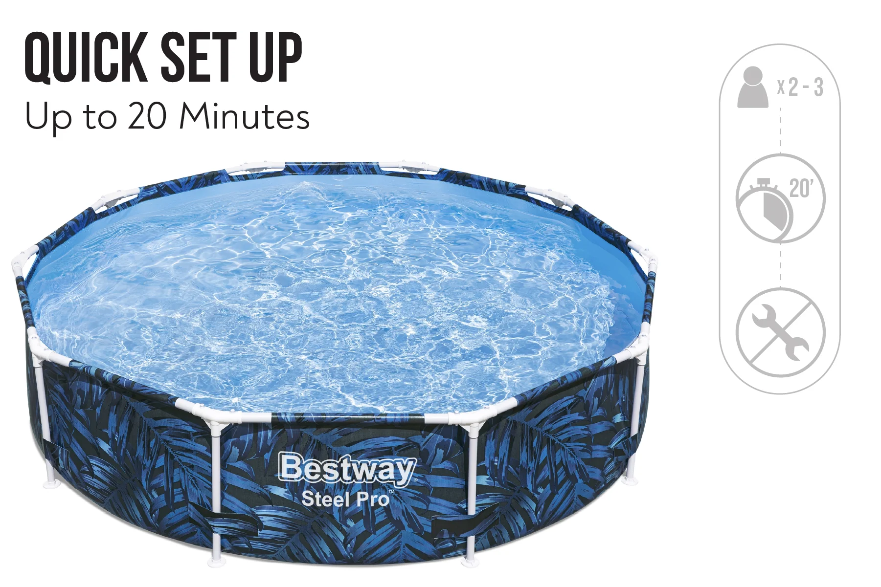 10ft x 26in Leaf Print Round Steel Pro Above Ground Pool - Image 7