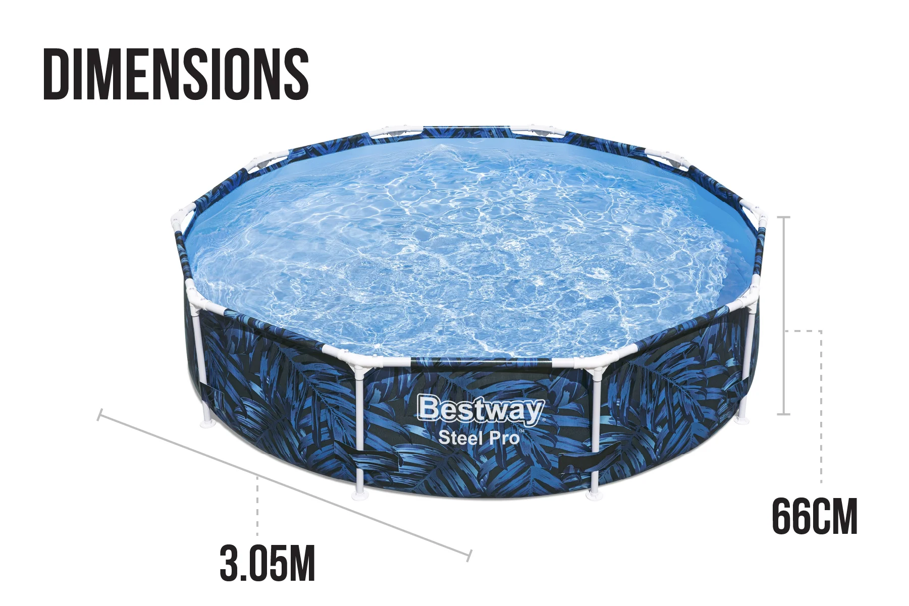 10ft x 26in Leaf Print Round Steel Pro Above Ground Pool - Image 9
