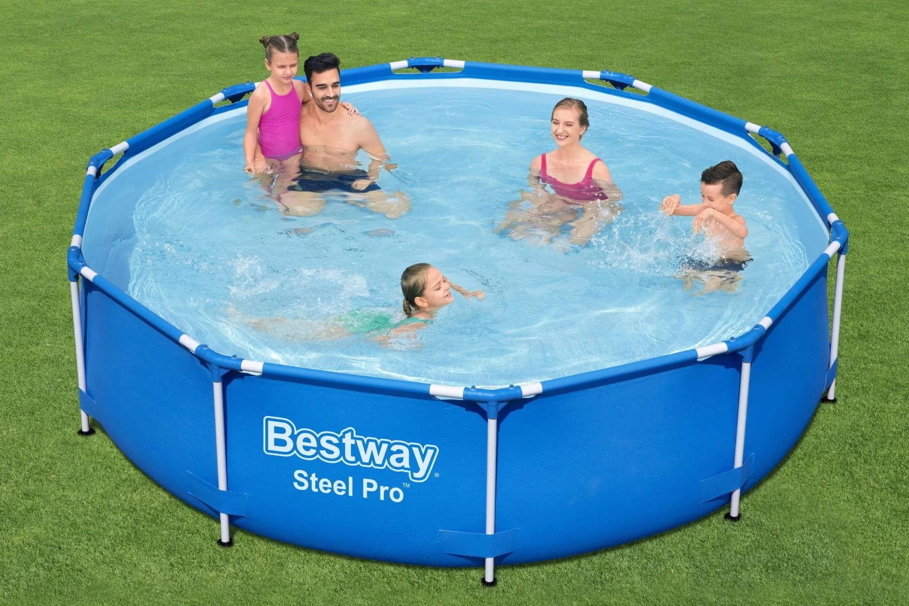 10ft x 30in Blue Round Steel Pro Above Ground Pool Set - Image 5