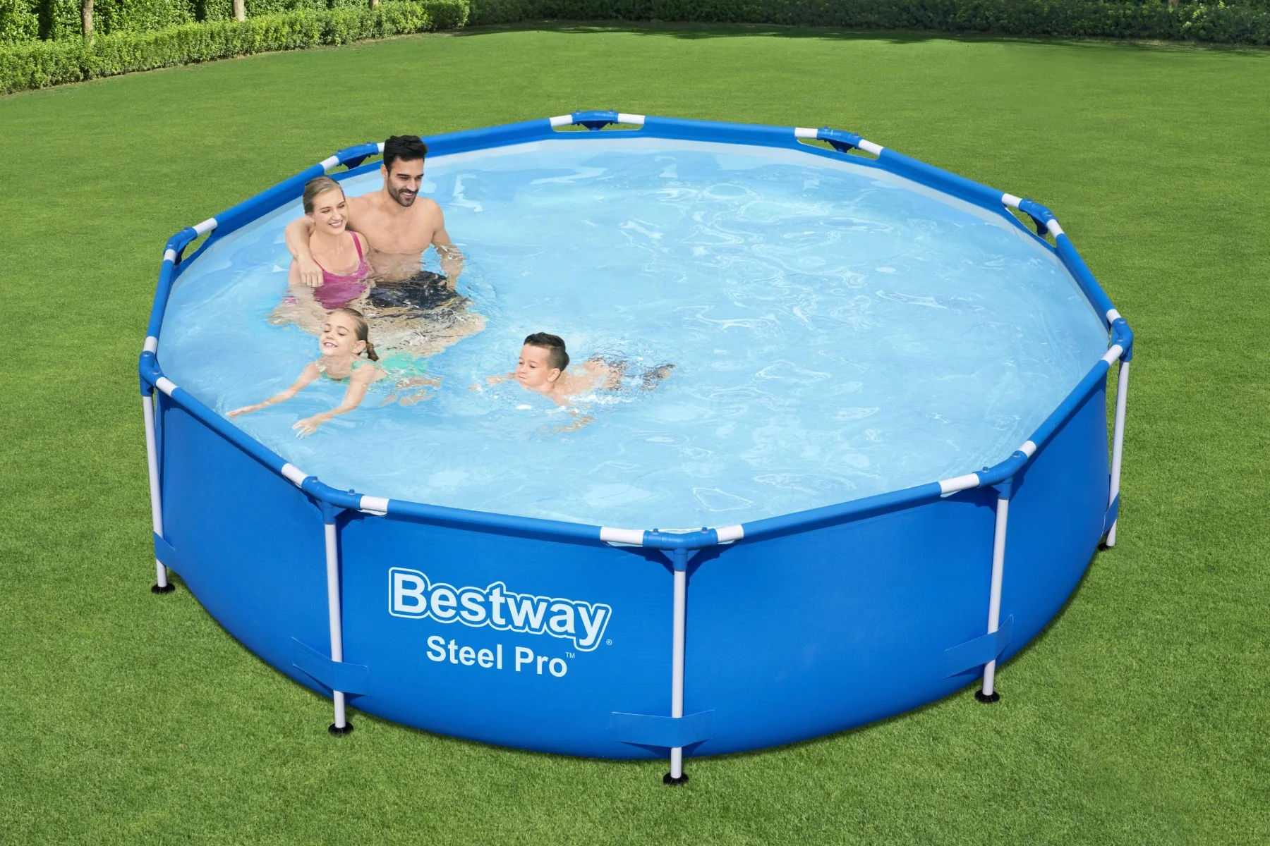 10ft x 30in Blue Round Steel Pro Above Ground Pool Set - Image 6