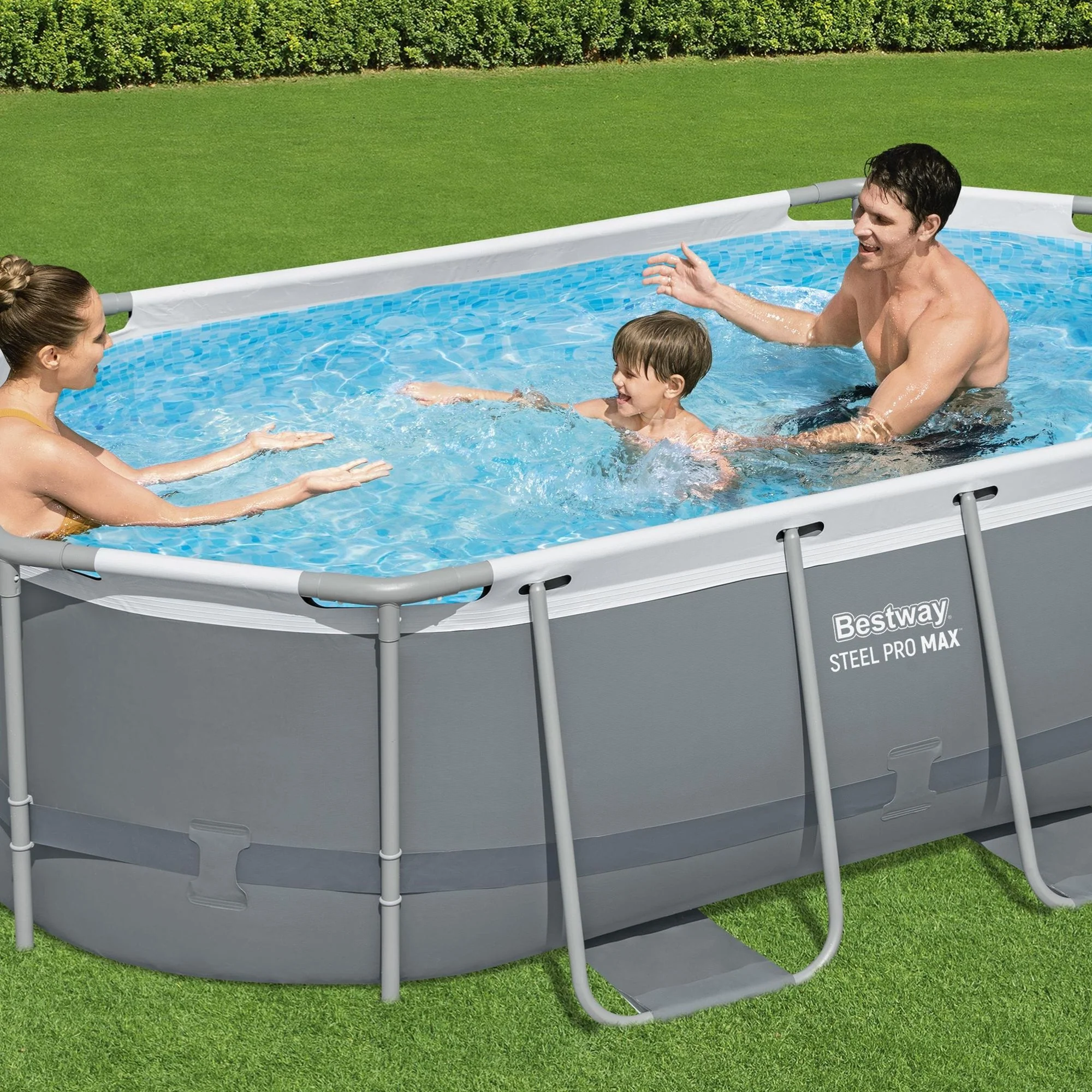 10ft x 33in Dark Grey Oval Steel Pro MAX Above Ground Pool Set - Image 2