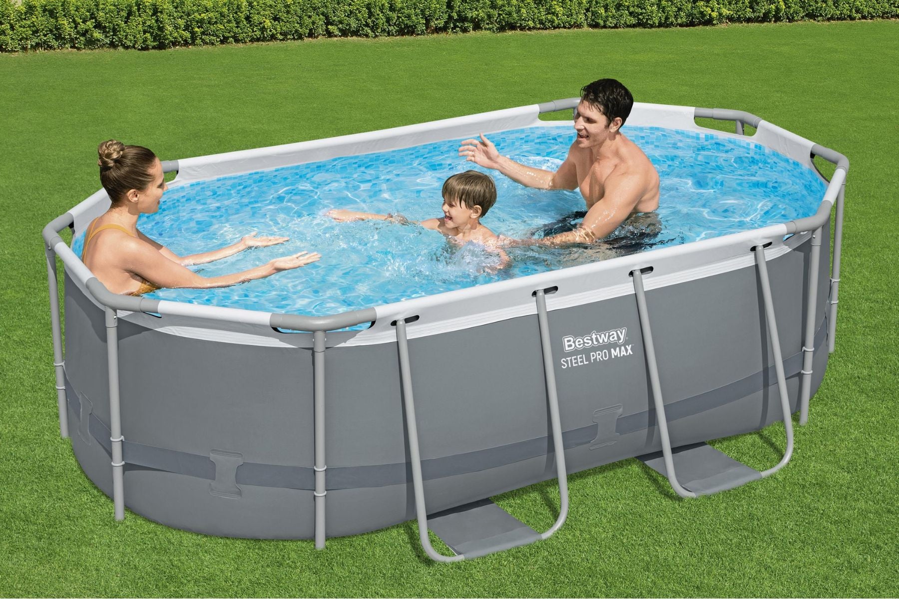 10ft x 33in Dark Grey Oval Steel Pro MAX Above Ground Pool Set - Image 4