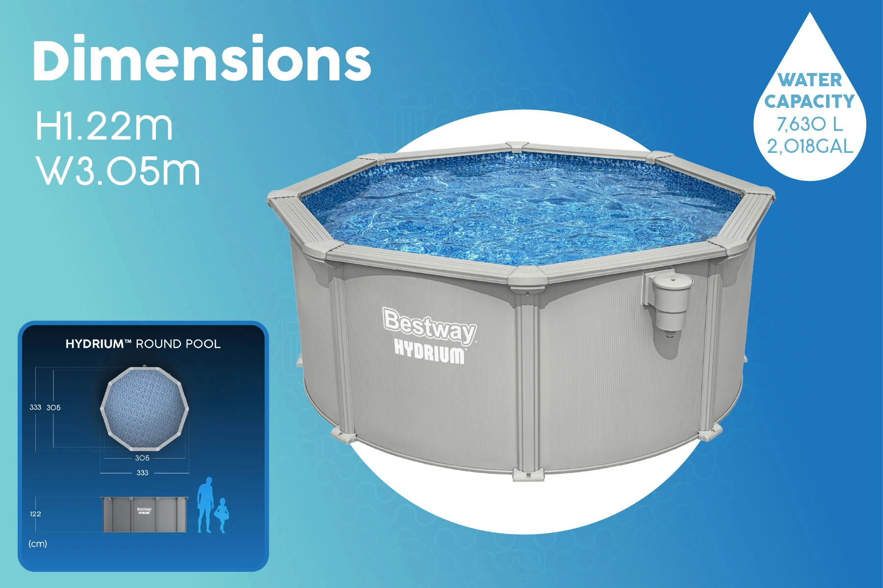 10ft x 48in Round Hydrium Steel Above Ground Pool Set - Image 10