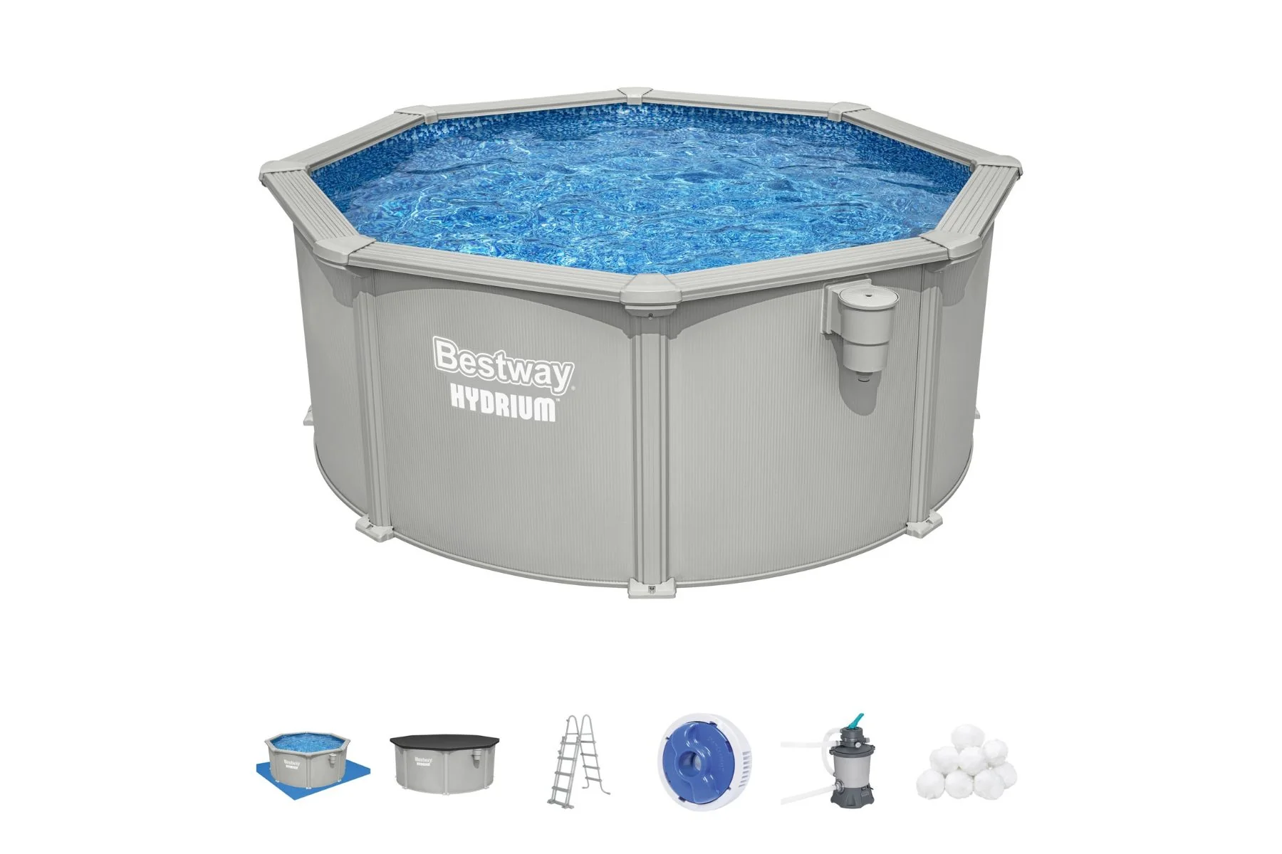 10ft x 48in Round Hydrium Steel Above Ground Pool Set - Image 3