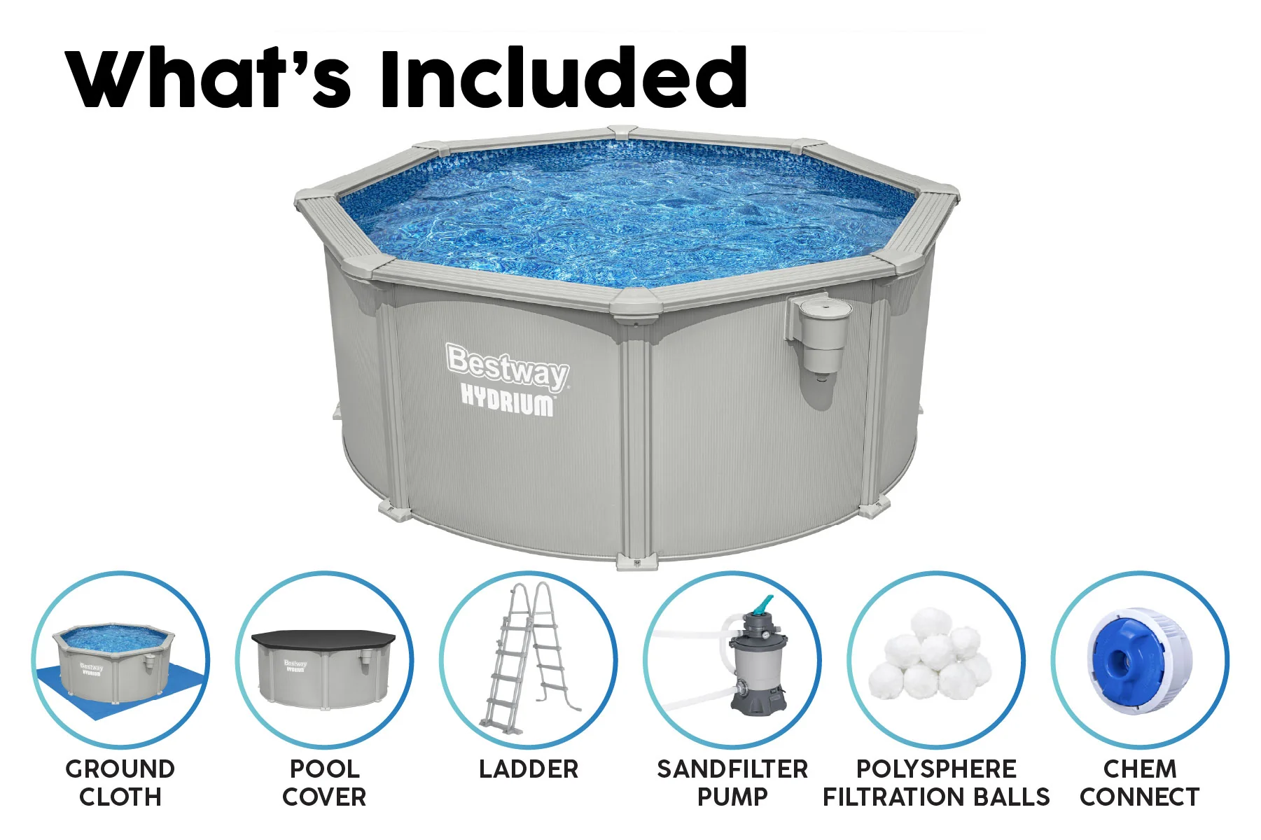 10ft x 48in Round Hydrium Steel Above Ground Pool Set - Image 9