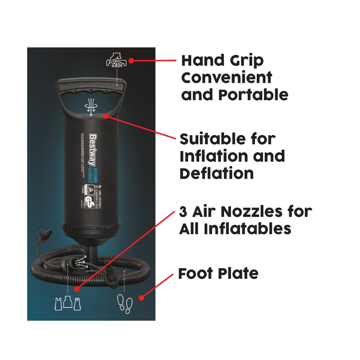 Air Hammer 12" Manual Inflation Pump - Image 9
