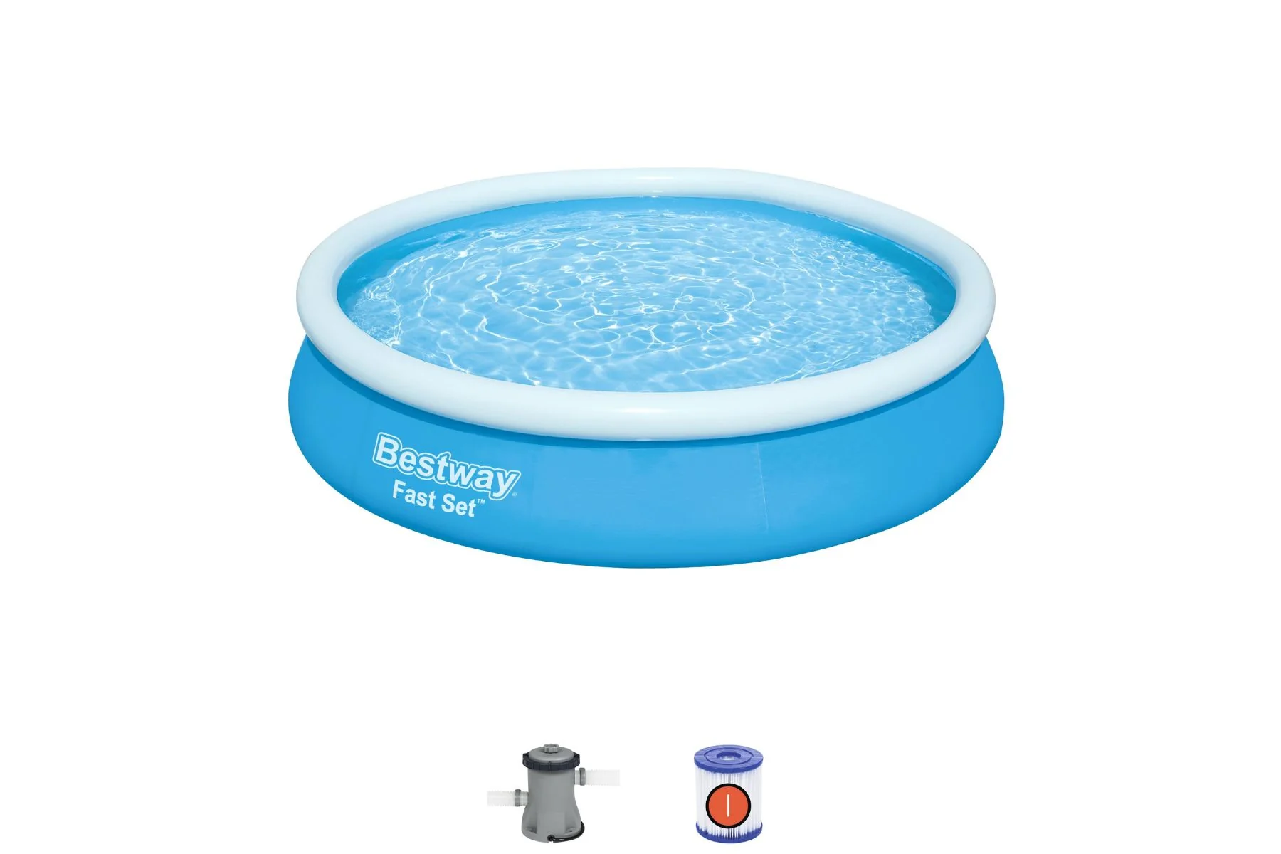 12ft x 30in Blue Round Fast Set Inflatable Above Ground Pool Set - Image 3