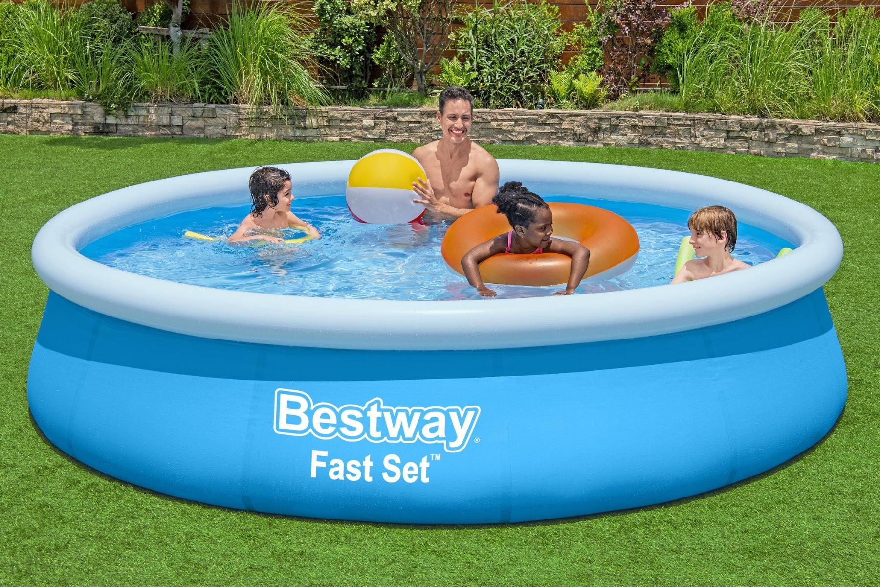 12ft x 30in Blue Round Fast Set Inflatable Above Ground Pool Set - Image 4