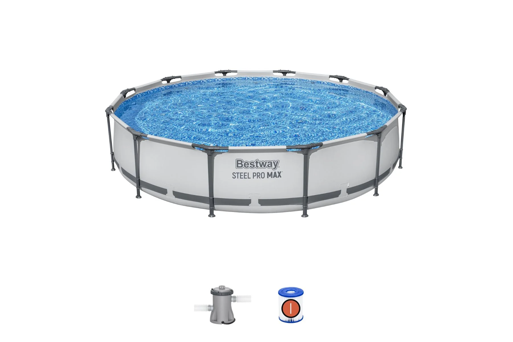 12ft x 30in Grey Round Steel Pro Max Above Ground Pool Set - Image 3