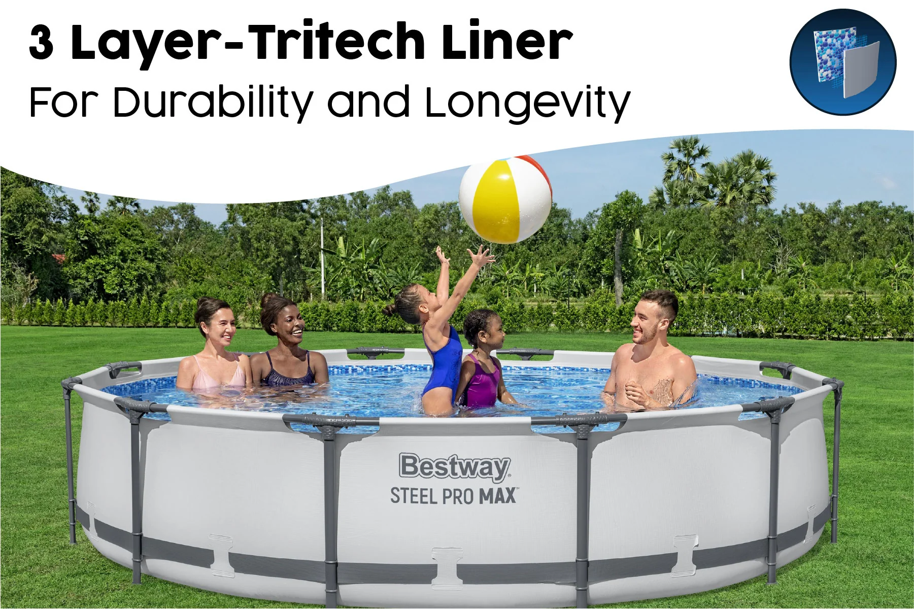 12ft x 30in Grey Round Steel Pro Max Above Ground Pool Set - Image 4