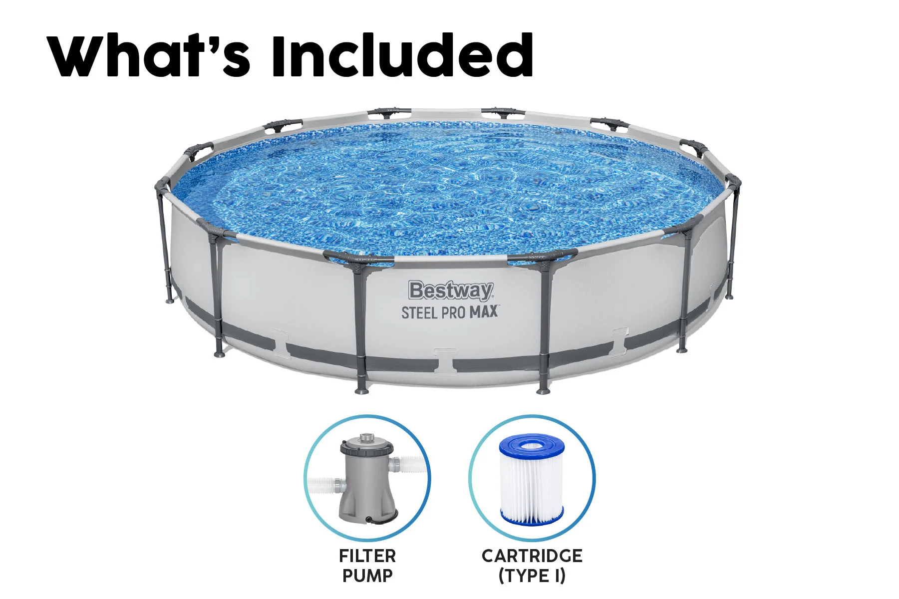12ft x 30in Grey Round Steel Pro Max Above Ground Pool Set - Image 6