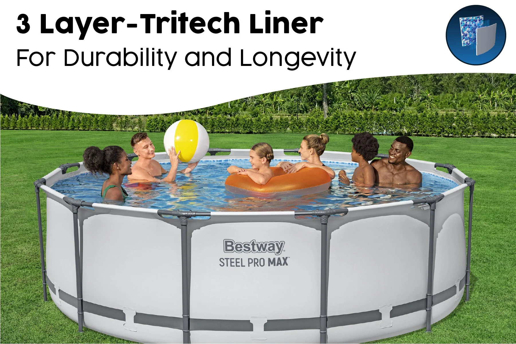 12ft x 39.5in Grey Round Steel Pro Max Above Ground Pool Set - Image 6