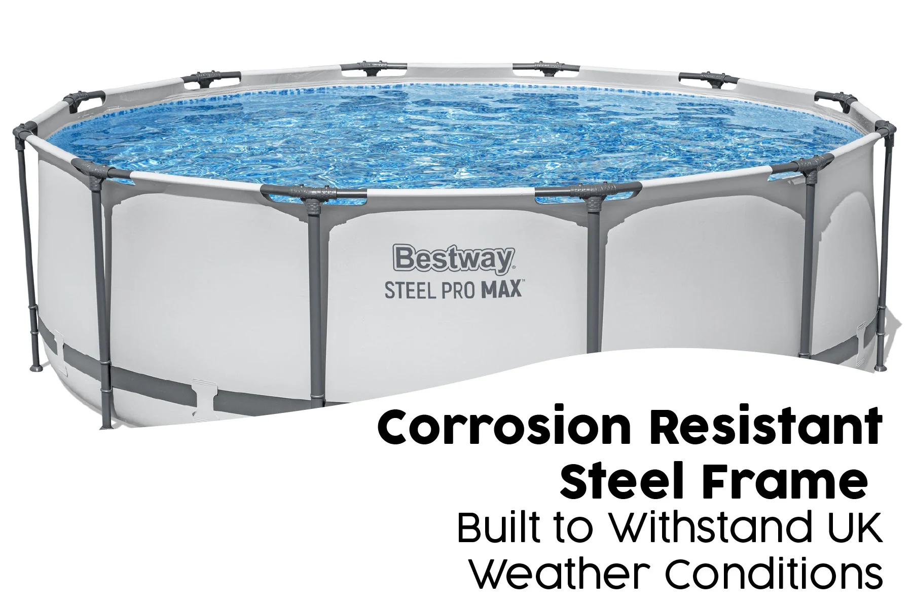 12ft x 39.5in Grey Round Steel Pro Max Above Ground Pool Set - Image 9