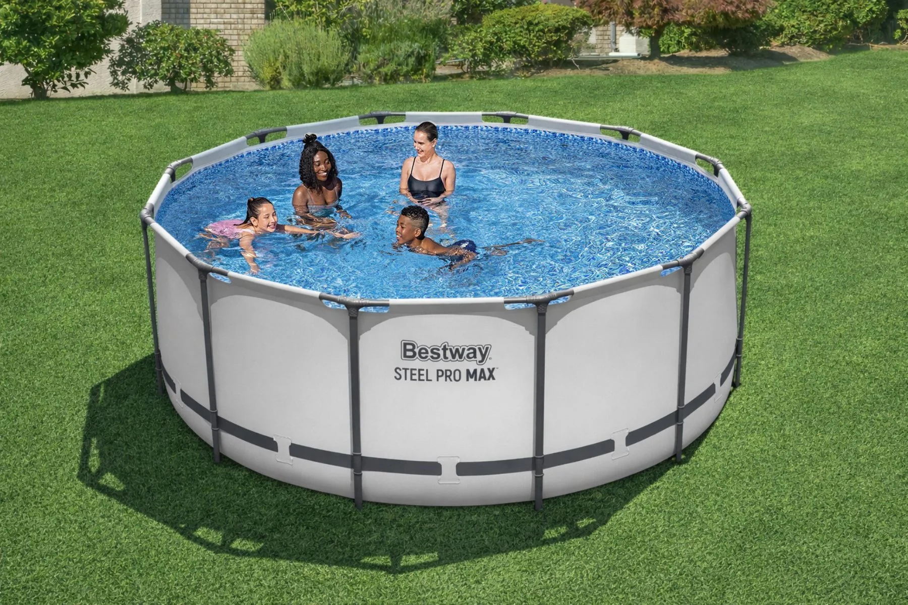 12ft x 48in Grey Round Steel Pro Max Above Ground Pool Set - Image 4