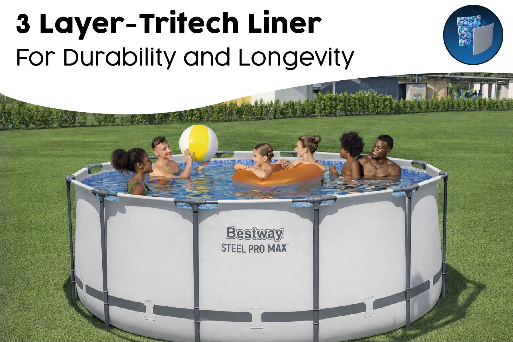 12ft x 48in Grey Round Steel Pro Max Above Ground Pool Set - Image 5