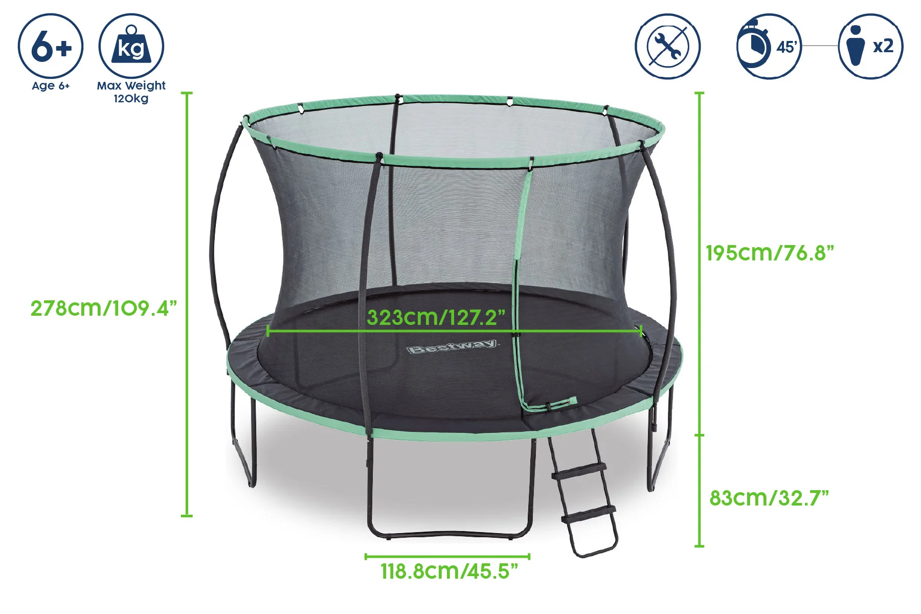Xtreme Air 12ft Trampoline, Ladder & Enclosure - Image 12