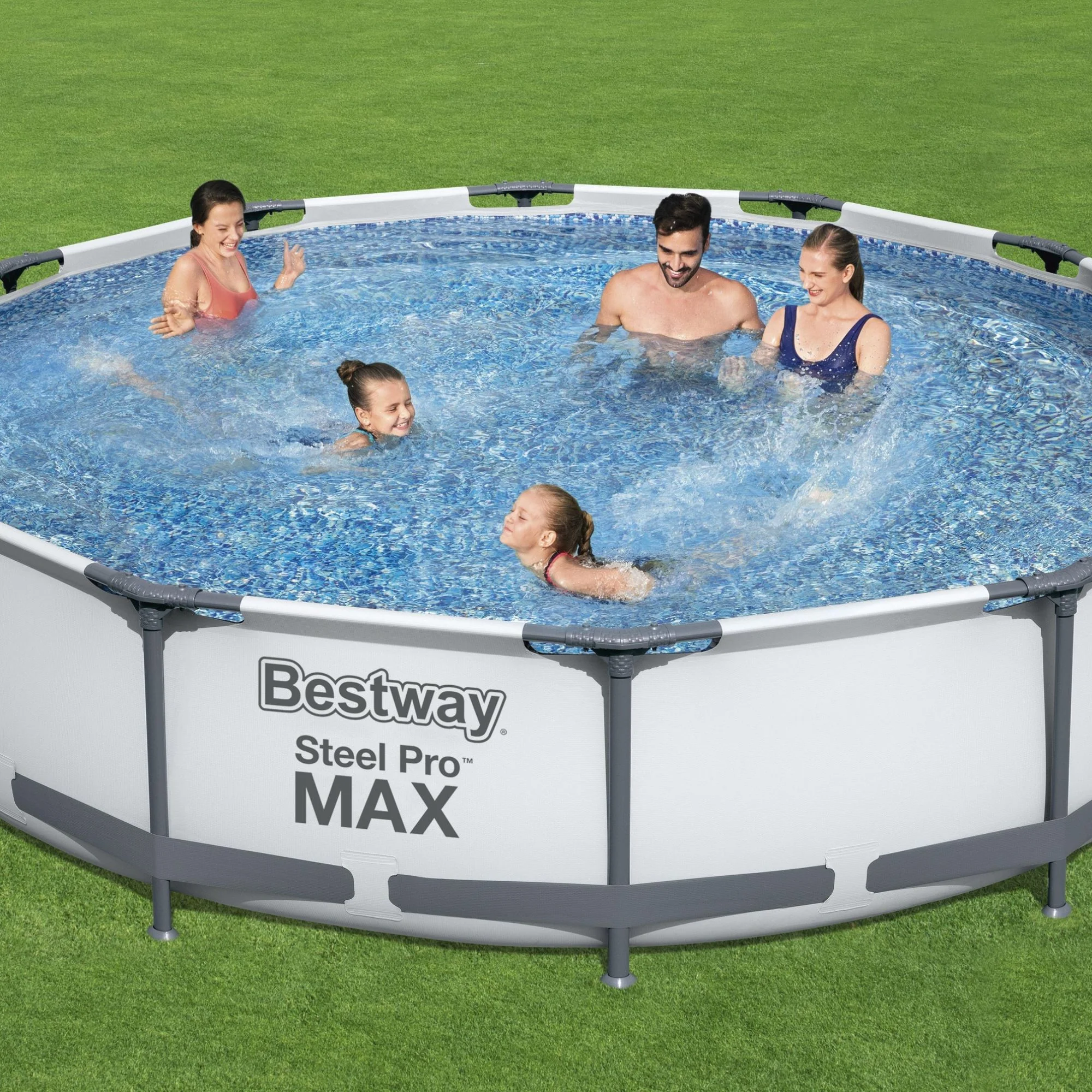 12ft x 30in Grey Round Steel Pro Max Above Ground Pool Set - Outlet - Image 2