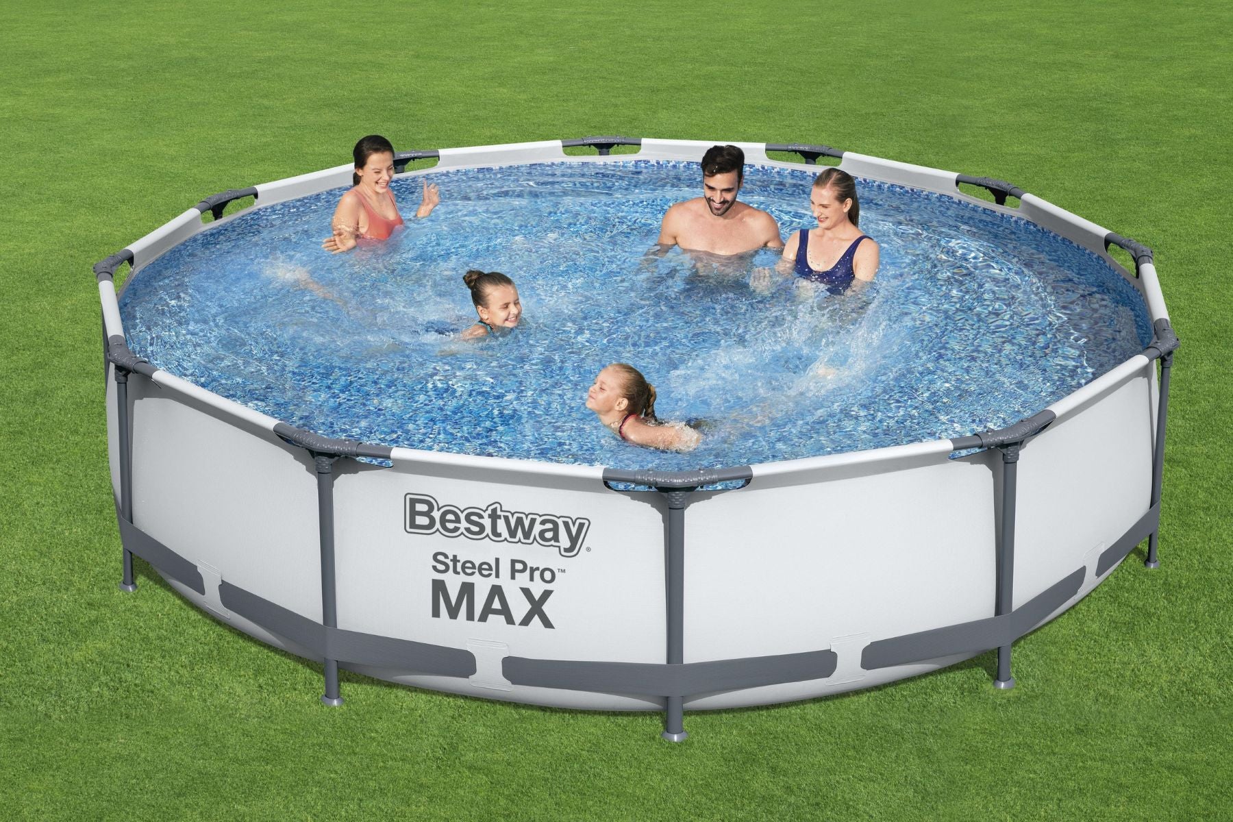 12ft x 30in Grey Round Steel Pro Max Above Ground Pool Set - Outlet - Image 4