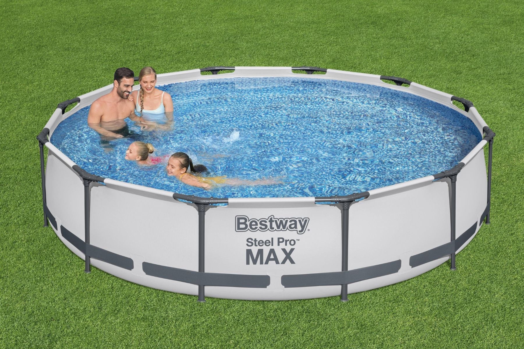 12ft x 30in Grey Round Steel Pro Max Above Ground Pool Set - Outlet - Image 5