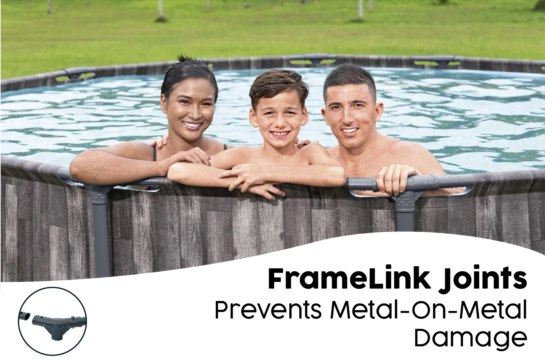 12ft x 39.5in Wood Print Round Steel Pro Max Above Ground Pool Set - Image 5