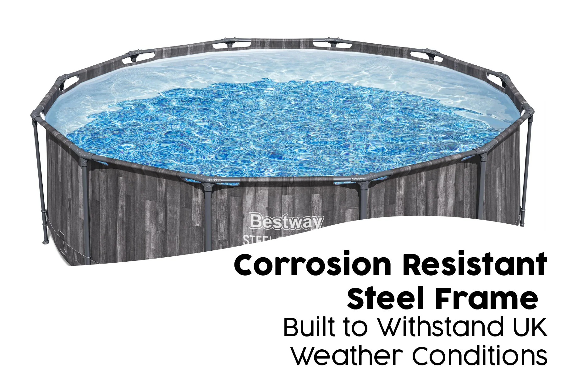 12ft x 39.5in Wood Print Round Steel Pro Max Above Ground Pool Set - Image 7