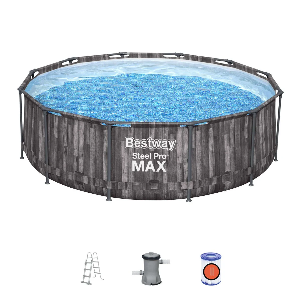 12ft x 30in Grey Round Steel Pro Max Above Ground Pool Set - Outlet