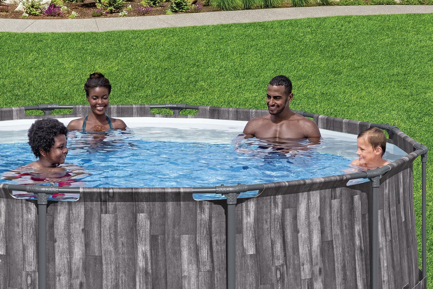 12ft x 30in Grey Round Steel Pro Max Above Ground Pool Set - Outlet - Image 4