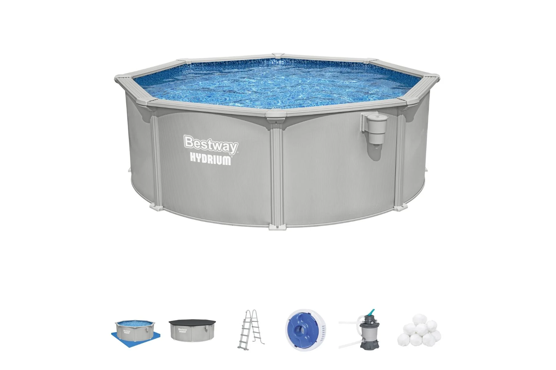12ft x 48in Round Hydrium Steel Above Ground Pool Set - Image 3