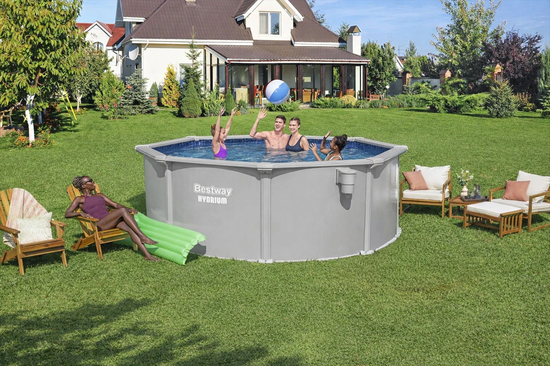 12ft x 48in Round Hydrium Steel Above Ground Pool Set - Image 4