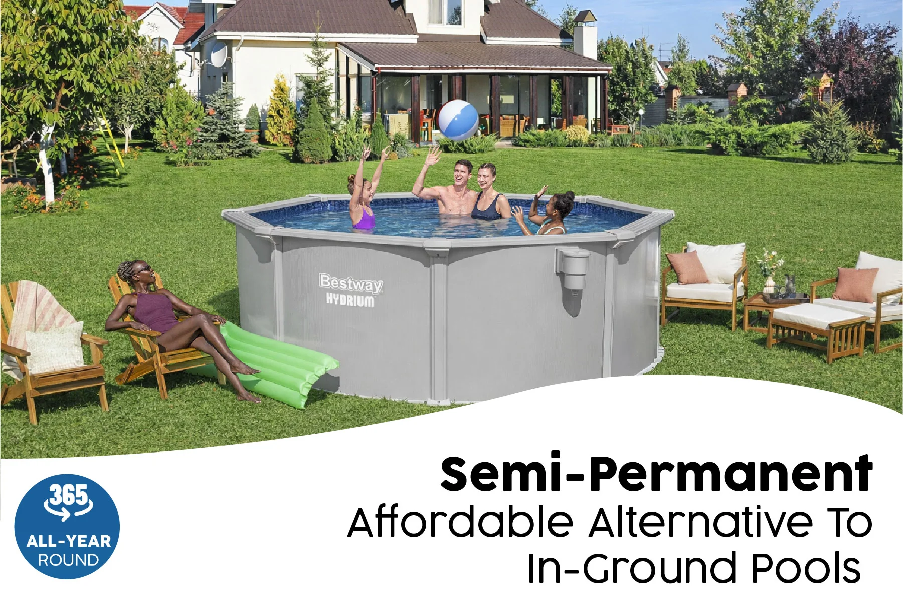 12ft x 48in Round Hydrium Steel Above Ground Pool Set - Image 5